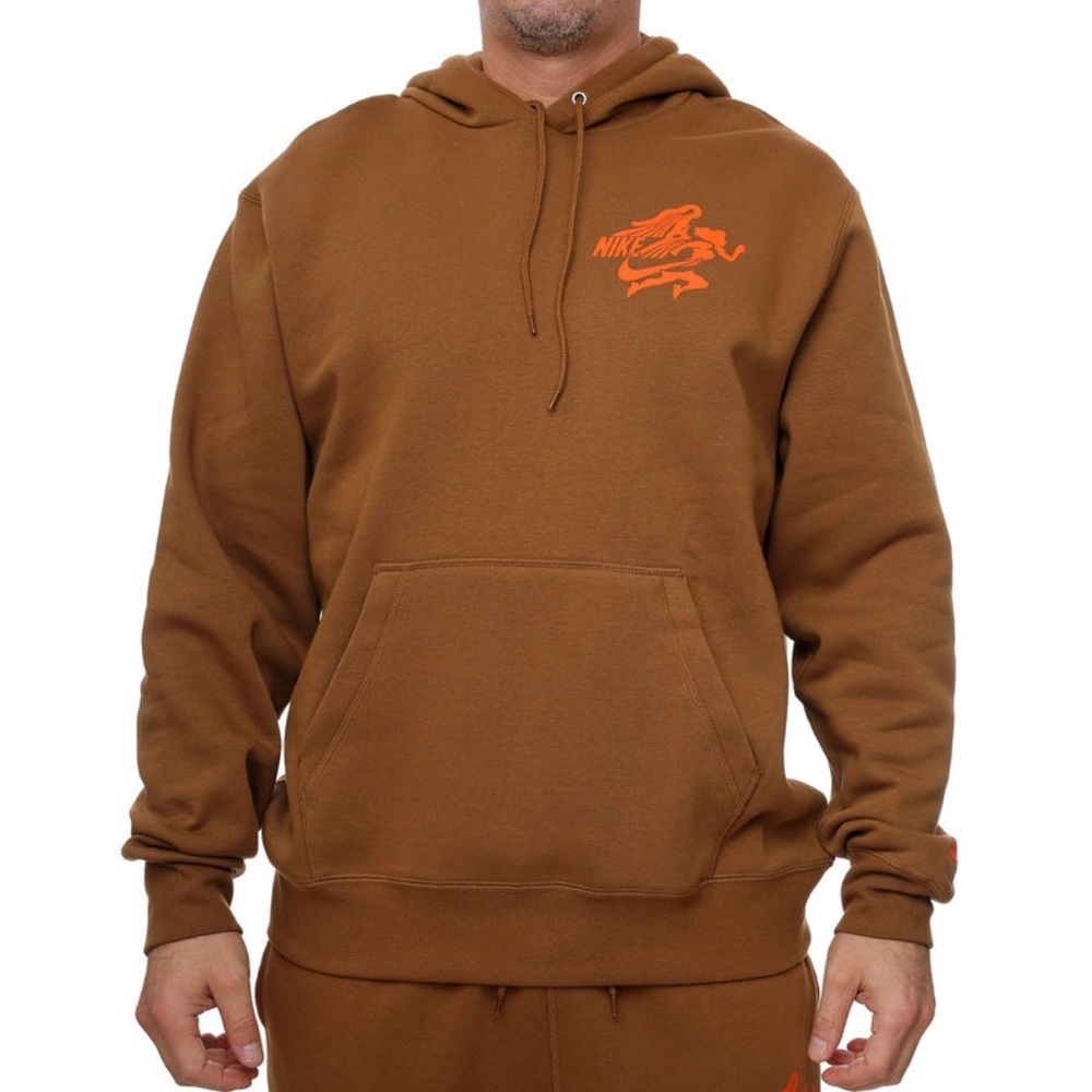 Nike Brown Hoodie with Orange Accents